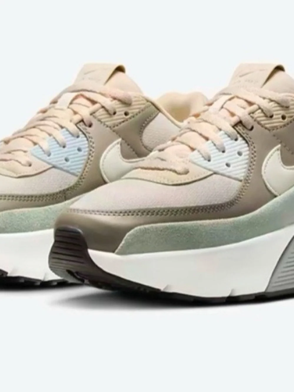 Nike Women’s Platform Sneakers in Beige, Cream, and Pale Green